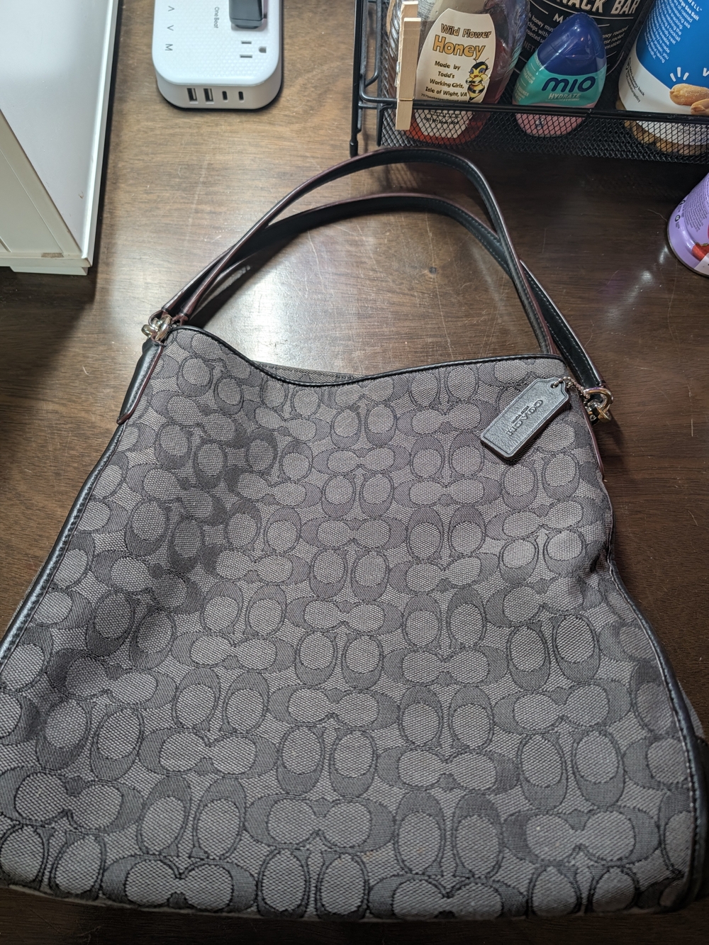 Coach Phoebe Shoulder Bag in Signature Canvas Smoke Black Gray